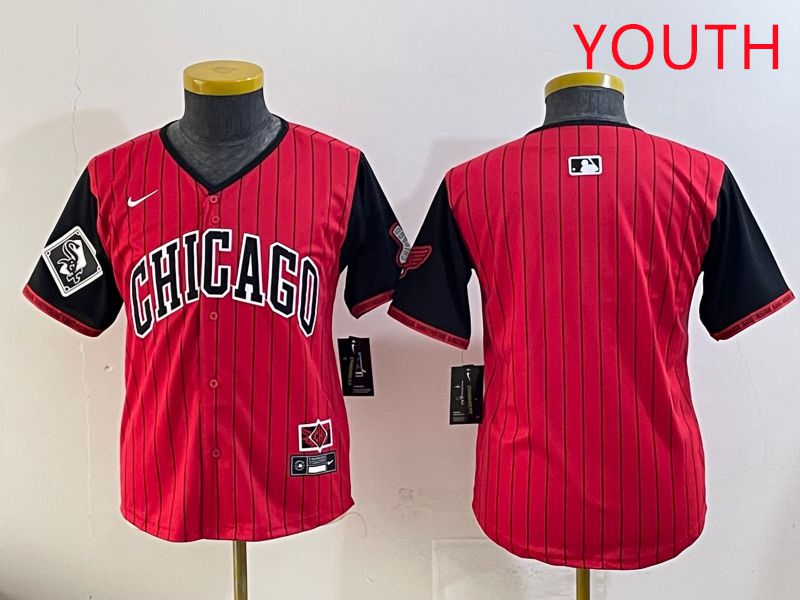 Youth Chicago White Sox Blank Red Stripe Joint Name Nike 2025 MLB Jersey style 5